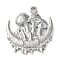 Non-Tarnish 304 Stainless Steel Pendants, Moon with Mushroom Charm, Stainless Steel Color, 28x24.5x3mm, Hole: 2mm