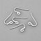 304 Stainless Steel French Earring Hooks, Flat Earring Hooks, Ear Wire, with Horizontal Loop, Silver, 12x22x1mm, Hole: 1.8mm, 19 Gauge, Pin: 0.9mm