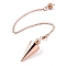 Brass Dowsing Pendulum Big Pointed Cone Pendants, with Lobster Claw Clasps and Chain, Rack Plating, Rose Gold, 240mm, Hole: 2mm