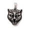 Tibetan Style 304 Stainless Steel Pendants, Leopard, Antique Silver, 41x30.5x14mm, Hole: 8x4mm