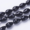 Imitation Jade Glass Beads Strands, Opaque Solid Color, Faceted, Drop, Black, 25~28x18mm, Hole: 2mm, about 25pcs/strand, 26.3 inch~27.1 inch(67cm~69cm)