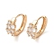 Brass with Clear Glass Hoop Earrings, Ring, Light Gold, 15.5x18x6.5mm