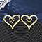 Brass Heart Stud Earrings, Cadmium Free & Lead Free, Rack Plating, Long-Lasting Plated, Real 18K Gold Plated, 31.5x33.5mm