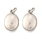 Brass Charms, Rack Plating, Lasting Plated, Cadmium Free & Lead Free, Platinum, with Jump Ring, Oval, 11.5x7.5x2.5mm, Hole: 2mm