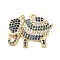 Brass Micro Pave Cubic Zirconia Pendants, Elephant Charms, Rack Plating, Long-Lasting Plated, Lead Free & Cadmium Free, Real 18K Gold Plated, 16x20x2.5mm, Hole: 1mm