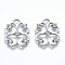 UV Plated Alloy Pendants, with Crystal Rhinestone, Clover, Cadmium Free & Lead Free, Platinum, 21x18x4mm, Hole: 3mm