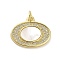 Brass Micro Pave Clear Cubic Zirconia Pendants, Cadmium Free & Lead Free, with Shell, Jump Rings, Real 18K Gold Plated, Oval, 15.5x19x2.5mm, Hole: 3.5mm