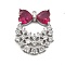 Brass Micro Pave Cubic Zirconia Pendants, Bowknot, Lead Free & Cadmium Free, Long-Lasting Plated, Platinum, 23x19x4.5mm, Hole: 1.5mm