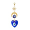 Handmade Evil Eye Lampwork Pendant Decorations, Sun and Moon Charm Decoration, Heart Pattern, 122mm, Pendant: 104x35x7mm