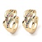 Brass Micro Pave Cubic Zirconia Hoop Earrings, Infinity, Light Gold, 12.5x7x14mm