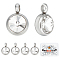 30Pcs 304 Stainless Steel Rhinestone Chamrs, Birthstone Color Style Flat Round Charms, Crystal, 11x7.5x5mm, Hole: 2mm
