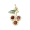 Brass Micro Pave Cubic Zirconia Charms, with Enamel, Rack Plating, Long-Lasting Plated, Lead Free & Cadmium Free, Real 18K Gold Plated, with Jump Ring, Cherry, 15x10x2.5mm, Hole: 3.2mm