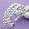 Brass Round Beaded Cuff Bangles for Women, Silver, Inner Diameter: 2-3/4 inch(7cm)