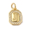 Real 18K Gold Plated Brass Micro Pave Clear Cubic Zirconia Pendants, with Jump Ring, Long-Lasting Plated, Lead Free & Cadmium Free, Letter Charms, Letter J, 12x8.5x2mm, Hole: 3mm