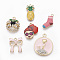 Alloy Enamel Pendants, Mixed Shapes, Light Gold, Mixed Color, 12.5~29.5x11.5~24.5x2~7mm, Hole: 1.5~2.5mm
