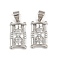 Brass Micro Pave Clear Cubic Zirconia Pendants, Funnel, Rack Plating, Long-Lasting Plated, Lead Free & Cadmium Free, Platinum, 16x9x3mm, Hole: 4x3.5mm