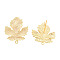 Brass Stud Earring Findings, with Horizontal Loops, Maple Leaf, Nickel Free, Golden, 21.5x18mm, Hole: 1.2mm, Pin: 0.8mm