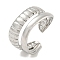 Non-Tarnish 304 Stainless Steel Double Lines Open Cuff Ring, Stainless Steel Color, US Size 8 1/4(18.3mm)