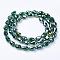 Electroplate Glass Beads Strands, AB Color Plated, Faceted Teardrop, Dark Green, 15x10mm, Hole: 1mm, 46~48pcs/strand, 69~72cm
