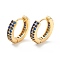 Cubic Zirconia Chunky Hinged Huggie Hoop Earrings for Women, Real 18K Gold Plated Brass Jewelry, Cadmium Free & Nickel Free & Lead Free, Blue, 18.5x4mm, Pin: 1mm