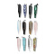 Natural & Synthetic Mixed Gemstone Pointed Pendants, Bullet Shape Charms with Platinum Plated Iron Snap on Bails, 42.5~45x9.5~11mm, Hole: 6x3.5mm