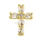 Rack Plating Brass Micro Pave Cubic Zirconia Pendants, Long-Lasting Plated, Lead Free & Cadmium Free, Cross, Real 18K Gold Plated, 16.5x12x7mm, Hole: 4X2mm