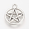 Tibetan Style Alloy Pendants, Wicca Pendants, Flat Round with Star, Cadmium Free & Lead Free, Antique Silver, 20x16.5x2mm, Hole: 2mm, about 800pcs/1000g