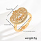 Elegant Hollow Brass Micro Pave Cubic Zirconia Adjustable Finger Rings for Women, Heart-shaped Lock Buckle, Golden, White, 18x15mm, Inner Diameter: Adjustable
