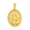 Ion Plating(IP) 304 Stainless Steel Pendants, Oval with Saint Charm, Golden, 35.5x26x4mm, Hole: 9.5x5mm
