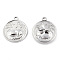 Non-Tarnish 201 Stainless Steel Pendants, Flat Round with Fox Charm, Stainless Steel Color, 23.5x20.5x3mm, Hole: 2mm