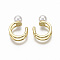 Brass Cuff Earrings, with ABS Plastic Imitation Pearl, Nickel Free, Real 18K Gold Plated, 9.5x6mm
