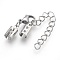 Tarnish Resistant 304 Stainless Steel Chain Extender, with Cord Ends and Lobster Claw Clasps, Stainless Steel Color, 36mm, Chain Extenders: 43mm, Cord End: 10.5x5x4.5mm, Inner Diameter: 4~4.5mm, Clasp: 12x7x3.5mm