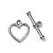 Non-Tarnish 304 Stainless Steel Toggle Clasps, Heart, Stainless Steel Color, 14x12.5x1.5mm, Hole: 1.5mm, Bar: 6x18x3, Hole: 1.5mm
