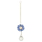 Glass Flower Hanging Suncatchers, Round Tassel for Window Garden Decorations, Royal Blue, 275~280mm
