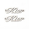 Non-Tarnish 201 Stainless Steel Link Connectors, Laser Cut, Word Kiss, Stainless Steel Color, 9.5x26x1mm, Hole: 1.4mm