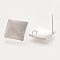 Brass Ear Stud Findings, for DIY Earring Making, with Loop, Rhombus, Nickel Free, Real Platinum Plated, 17.5x17.5mm, Hole: 1.5mm, pin: 0.5mm