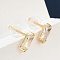 Cubic Zirconia Rectangle Stud Earrings, Golden 925 Sterling Silver Post Earrings, with 925 Stamp, Clear, 7.8x3mm
