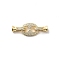 Brass Micro Pave Clear Cubic Zirconia Fold Over Clasps, Long-Lasting Plated, Cadmium Free & Lead Free, Oval, Real 18K Gold Plated, 31mm