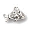 Brass Micro Pave Clear Cubic Zirconia Pendants, Cadmium Free & Nickel Free & Lead Free, Fish, Platinum, 8.5x11x4.5mm, Hole: 1.2mm
