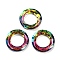 Electroplate Glass Linking Rings, Crystal Cosmic Ring, Prism Ring, Faceted, Back Plated, Round Ring, Colorful, 30x6.5mm, Inner Diameter: 17mm