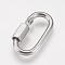 Tarnish Resistant 304 Stainless Steel Keychain Clasp Findings, Oval, Stainless Steel Color, 37x20x7mm