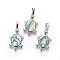 Abalone Shell/Paua Shell Pendants, with Brass Findings, Tortoise, 31.5x18.5x3.5mm, Hole: 4.5x6.5mm