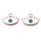 Alloy Enamel Pendants, Cadmium Free & Nickel Free & Lead Free, Light Gold, Evil Eye, White, 14x20x1.5mm, Hole: 2mm