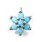 Brass Micro Pave Cubic Zirconia Pendants, Cadmium Free & Nickel Free & Lead Free, Flower Charms, Platinum, 11x8x3.5mm, Hole: 1mm