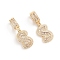 Brass Micro Pave Cubic Zirconia Pendants, Long-Lasting Plated, Letter, Clear, Letter.S, 34mm, Hole: 6.5x9mm, Letter.S: 20.5x12.2x3.5mm