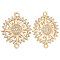 8Pcs Brass Micro Pave Clear Cubic Zirconia Connector Charms, Sun Links, Golden, 17x21x3mm, Hole: 1.2mm