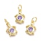 Brass Micro Pave Cubic Zirconia Pendants, with Jump Ring, Sea Turtle, Real 18K Gold Plated, Lilac, 12x8.7x2.5mm, Jump Rings: 5x0.8mm, Inner Diameter: 3mm