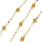 Brass Round Link Chains, with Glass, Real 18K Gold Plated, Soldered, Cadmium Free & Nickel Free & Lead Free, with Spool, Dark Goldenrod, 12.5x4x4mm