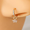 Brass Micro Pave Clear Cubic Zirconia Dangle Hoop Nose Rings, Golden, Flower, Inner Diameter: 8mm