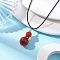Natural Carnelian(Dyed & Heated) Gourd Pendant Necklaces, Polyester Cord Necklaces for Women, with Alloy & Brass & Iron Findings, Golden, 18.31 inch(46.5cm)